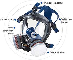 Masques respiratoires pour les radiations nucléaires, peinture au pistolet, protection complète du visage, <span class=keywords><strong>masque</strong></span> à gaz - Product Image 5
