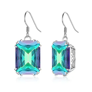 Beautiful Victorian Style Mystic Rainbow Topaz 925 Sterling Silver hypoallergenic jewelry wholesale women earrings with stones