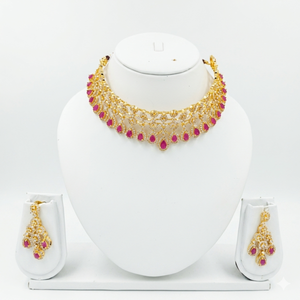 DIVYORO Elegant <b>Ruby</b> Teardrop Gold Plated <b>Necklace</b> Set Classic Ethnic Bridal Jewelry for Women Wedding Ceremony Reception - Product Image 4
