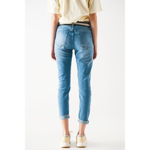 Jean droit bleu moyen déchiré - Product Image 3