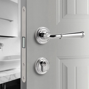 Poignée de serrure de porte de chambre à coucher intérieure moderne en laiton chromé de haute qualité européenne poignées à levier en cuivre pur pour fenêtres de villa - Product Image 3
