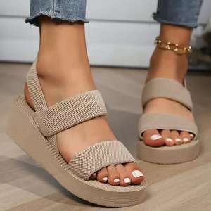 Sandalias de Plataforma con Cuña y Punta Abierta, Estilo Moderno 2026, para Verano y Otoño, Resistentes, Transpirables, Antideslizantes, con Parte Superior de Goma - Product Image 3