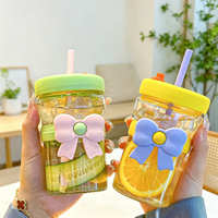 Meilleures ventes : Gobelet en verre coloré avec paille, portable, pour fêtes en extérieur, souvenirs de mariage, cadeaux, bouteille d'eau en verre, vente en gros