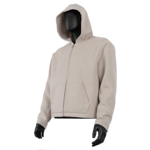 TOPSHOW Custom Solid Heavyweight Cotton Oversized Blank Zipper Woolen Hoodies for Men - Product Image 2