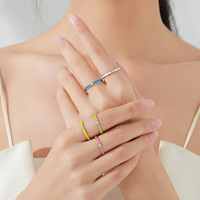 Fabrikant Directe Verkoop Handgemaakte Emaille Ringen S925 Zilveren Kleurrijke Briljante Stapelbare Ring Voor Fijne Bruiloft Verlovingssieraden