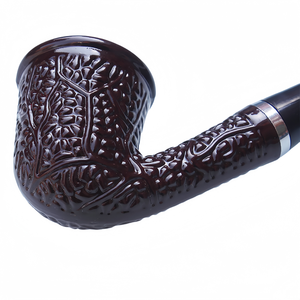 Pipa <span class=keywords><strong>de</strong></span> Fumar Corta <span class=keywords><strong>de</strong></span> Resina Vintage para Hombre, Tipo Curvo Portátil, Reutilizable, Acabado Espejo, Especial para Fumar <span class=keywords><strong>Tabaco</strong></span> - Product Image 6