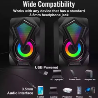 Mini haut-parleur numérique portable à LED coloré avec horloge, alimenté par USB 2.0, caisson de basses de bureau, ordinateur portable, ordinateur, haut-parleur RGB