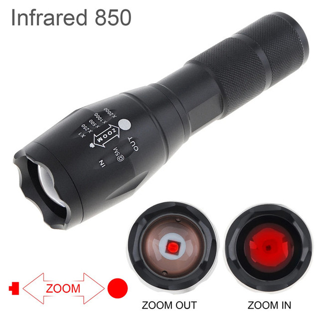 Hot Selling Hunting LED Flashlight Infrared 850nm Night Vision LED Flashlight Invisible IR Zoomable Flashlight Lantern