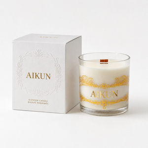 AIKUN Customized Cards Sample Available Natural Essential Oil Soy Wax <b>Candle</b> Handmade Luxury Fragrance Glass <b>Candle</b> with Lid - Product Image 3