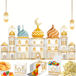 Calendario de Cuenta Regresiva para Ramadán, <span class=keywords><strong>Casa</strong></span> Dorada con Luna, 30 Días, Regalo para la Fiesta de Cuenta Regresiva, Caja de Papel Tridimensional con Forma Especial - Product Image 2