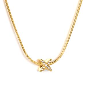 Collar con Colgante de Cruz en Forma de X de Acero Inoxidable Chapado en Oro de 18K Personalizado, Joyería para Mujer, Cadena con Circonitas que No se Deslustran - Product Image 1