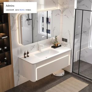 Tocador de baño personalizado, lavabo integrado, armario con espejo de maquillaje inteligente, juego de mesa de baño - Product Image 2