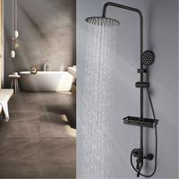 Robinet de douche monocommande contemporain noir cuivre pour salle de bain, en laiton avec cartouche céramique, jet pluie, idéal pour appartements