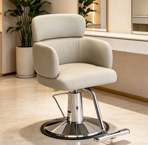 Fauteuil de Barbier Moderne Hydraulique, Chaise de Coiffure Rembourrée avec Base Chromée - Product Image 3