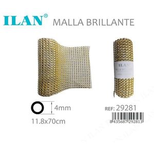 Pannello in Rete Lucida Ilan 4mm 11.8x70cm Tessuto Metallico Dorato - Product Image 3