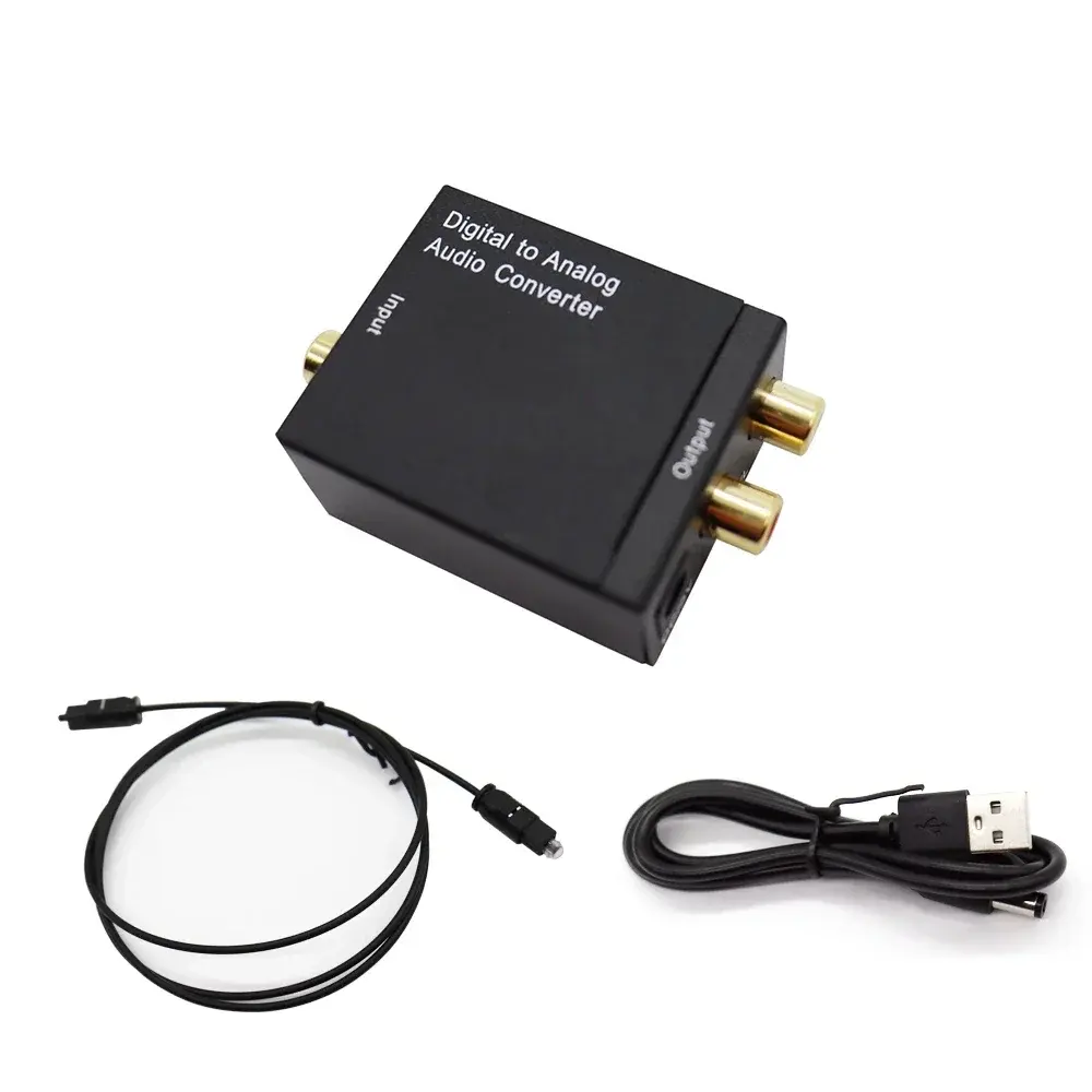 Conversor de áudio digital para analógico, fibra óptica, sinal coaxial toslink para RCA R/L, decodificador de áudio SPDIF DAC