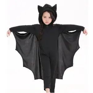 Halloween Carnival Party Costume Kids Children Black Bat Vampire Costumes for Boy Girl Fantasia Cosplay Jumpsuit