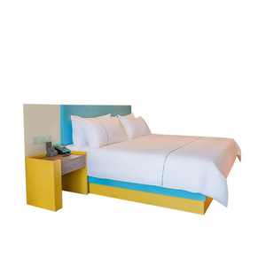 Ensemble de meubles de chambre à coucher d'hôtel moderne 3 étoiles personnalisé lit simple cadre en bois queen matelas tables de chevet tête de lit pour appartements - Product Image 3