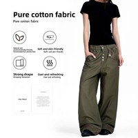 Pantalon décontracté pour homme 11KN, de haute qualité, 100% coton, style américain, vert armée et noir, coupe ample, jambe large, ourlet roulé