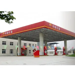 Factory Price Gas Station/Petrol Station Canopy Steel Structure Prefabricated Steel Structures