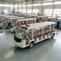 Bus électrique touristique ouvert de marque RENQI avec 7 rangées et 20 sièges, transport public pour les grands sites touristiques et les stations balnéaires
