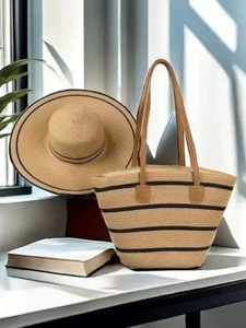 Spring New Straw <b>Hat</b> <b>Bag</b> Two-piece Set Girls Outdoor Travel <b>Hat</b> With Large Size Fashion High Quality for Women Tanjing - Product Image 5