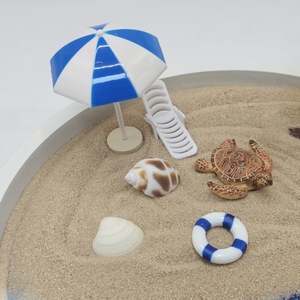 Modelos de mesa de arena con temática del océano para niños al por mayor, Kit de jardín Zen de escritorio con bandeja redonda para <span class=keywords><strong>psicoterapia</strong></span> y decoración - Product Image 5