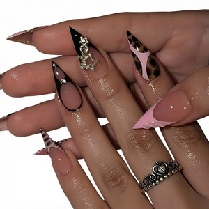 Faux ongles à presser réutilisables faits main style French, vente en gros, avec boîte d'emballage - Product Image 5