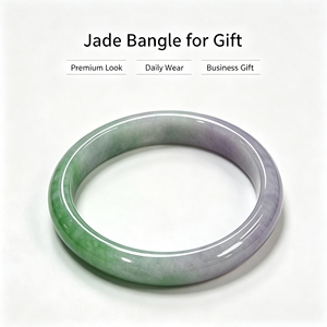 Brazalete de Jade Chun Dai Cai Premium al por Mayor, Brazalete de Jadeíta Natural de Dos Colores, Verde Lavanda, para Regalo de Aniversario - Product Image 1