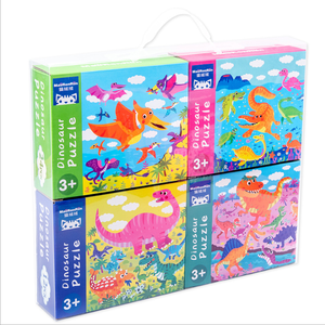 Puzzle Grosir 4-dalam-1 - Dinosaurus - Mainan Edukasi Balita Montessori Mainan Puzzle Kayu & Hadiah untuk Anak Laki-laki & Perempuan Usia 2 Tahun - Product Image 1