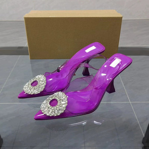 Dropshipping productos 2024 Sandalias de tacón alto puntiagudas para mujer, sandalias transparentes con diamantes de imitación sexy para mujer, sandalias para mujer - Product Image 3
