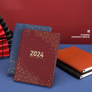 Agenda de Negocios Premium de Tapa Blanda de Cuero A5, Planificador Anual 2024 con Calendario Diario de 365 Días, Encuadernado Cosido con Hilo - Opción de Regalo - Product Image 2