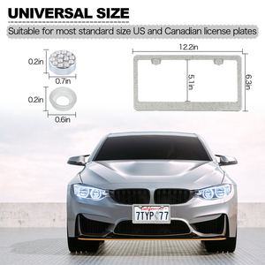 1Pc Wit Bling Kentekenplaat Frame Sprankelend Roestvrij Staal Strass Kentekenplaat Houder Glitter Kristal Kentekenplaat Afdekking - Product Image 2