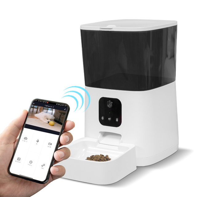 Dog Cat Smart Pet Feeder Wifi Mobile Phone App Remote Control Microchip Automatic Pet Feeder With 6L