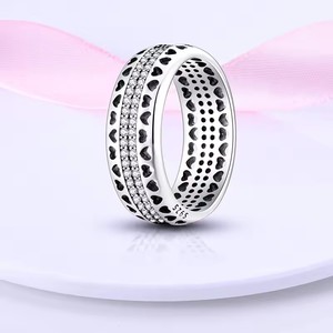 Anillos de banda ancha cruzados de plata de ley 925 con corazón rosa, sol azul, estrella y luna, para mujer, para bodas, fiestas y cumpleaños - Product Image 6