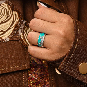 Anello Smaltato Vintage con Motivo Alba di Montagna per Donne, Gioiello Artistico da Dito alla Moda - Product Image 4