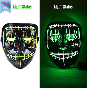 Vendite calde di Halloween ha portato la maschera in PVC Party Masque con luce al Neon ricaricabile a LED forniture per feste - Product Image 5