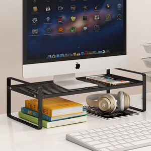 2-Tier Metal Computer <strong>Desk</strong> Organizer with Monitor Riser and Pen Holder Drawer Workspace Storage Accessories - Product Image 4