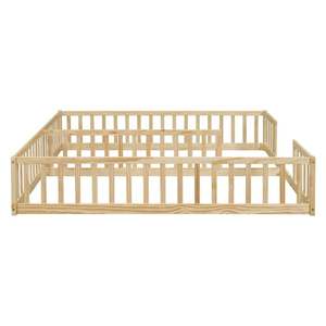 Letto <span class=keywords><strong>a</strong></span> Pavimento Montessori in Legno Massello per Camera dei Bambini, Colore Naturale, <span class=keywords><strong>Due</strong></span> Misure, Letto Matrimoniale - Product Image 3