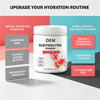 Complément en poudre d'électrolytes 500 mg de sodium, 400 mg de potassium, 100 mg de magnésium pour boisson hydratante