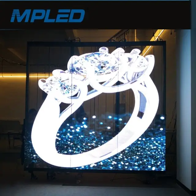 MPLED שקוף זכוכית Led וידאו קיר תצוגת P3.9-7.8 קל משקל קניות חלון רשת Wifi בקרת Led מסך זכוכית