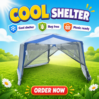 Tente pergola hexagonale anti-moustiques et pare-soleil en tissu 190T avec structure en acier, grande capacité, pour camping extérieur, trois saisons