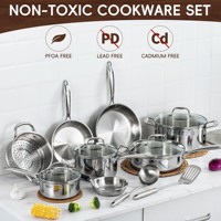 Ensemble de casseroles de haute qualité en acier inoxydable antiadhésif, 12 pièces, ensemble de cuisine de luxe pour le camping