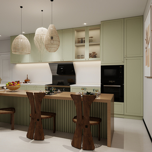 Gabinete de pared de cocina, Isla de madera contrachapada para Villa, muebles para el hogar, comedor, diseños libres en blanco, juego de gabinete de Isla de cocina de lujo - Product Image 5