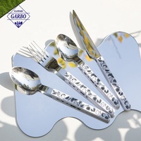 Ensemble de couverts à poignée en plastique avec impression motif citron, couteau, fourchette, cuillère, vente chaude, pour supermarché