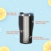 Gobelet isotherme personnalisé en acier inoxydable de 20 oz avec strass, double paroi, isolation sous vide 6-12 heures, couvercle et paille inclus