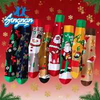 Chaussettes mi-mollet en coton respirantes pour hommes, à motifs de dessins animés amusants et joyeux, pour Noël et l'automne, cadeaux de fêtes, vente en gros