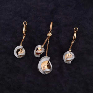 Elegant Diamond Look White Pendant <b>Necklace</b> Set with <b>Matching</b> <b>Earrings</b> Fashion Jewelry for Women - Product Image 1