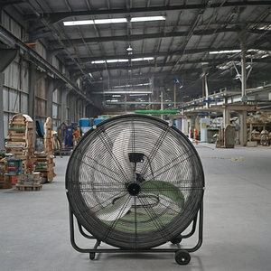 Ventilateur industriel d'intérieur en métal noir de 36 pouces, moteur en cuivre, 3 pales courbées, pour application domestique extérieure, portable sur pied - Product Image 2