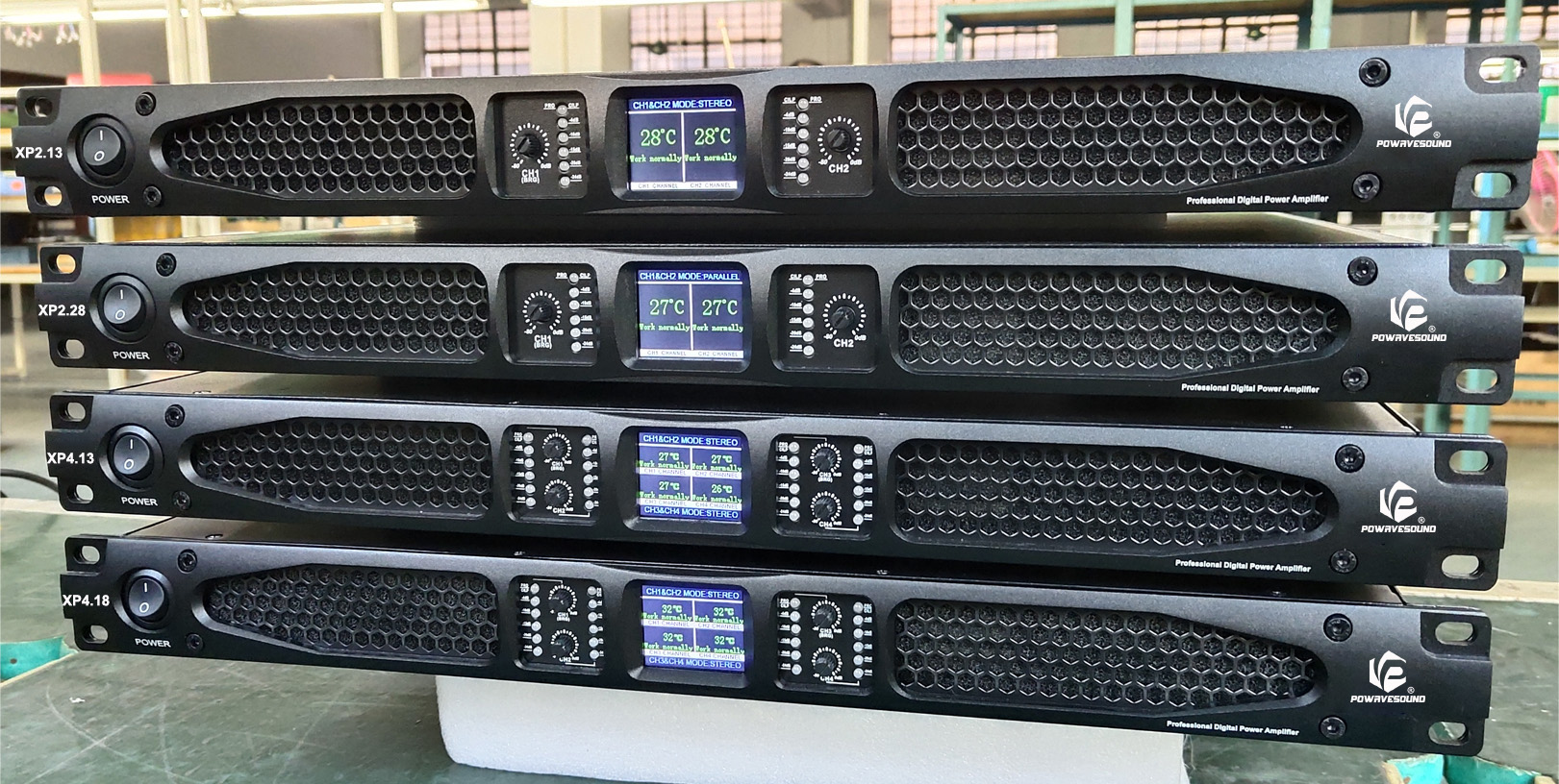 1Uデジタルパワーアンプ2オーム12000WPowavesoundチャイナアンプ、LCD